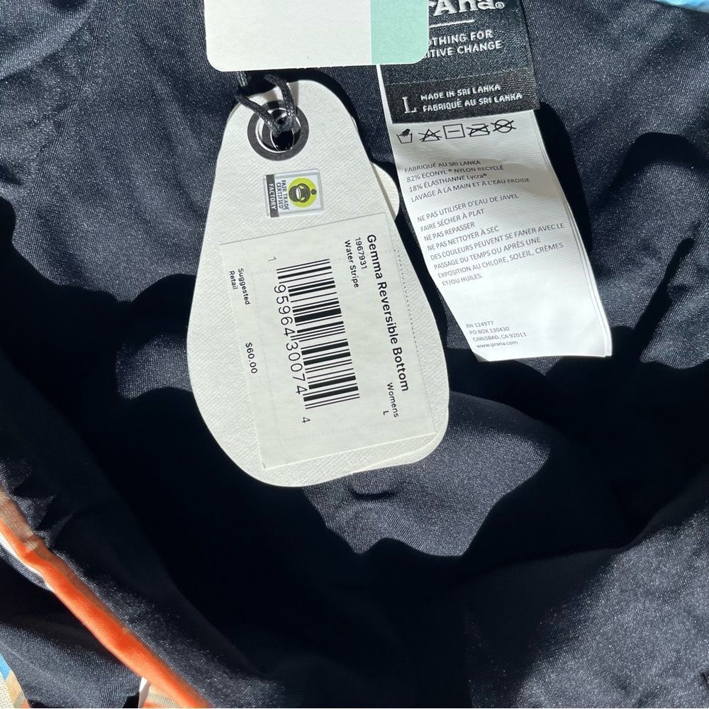 Prana Gemma Reversible Swim Bottom Bikini Sz L Water Stripe Beach Bikini NEW - Picture 9 of 9